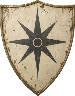Wappenschild mit einem achtstrahligen Stern auf pergamentfarbenem Grund